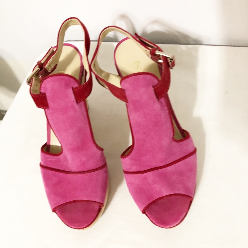 Enzo Angiolini Gesso Multi Suede Cork Wedge